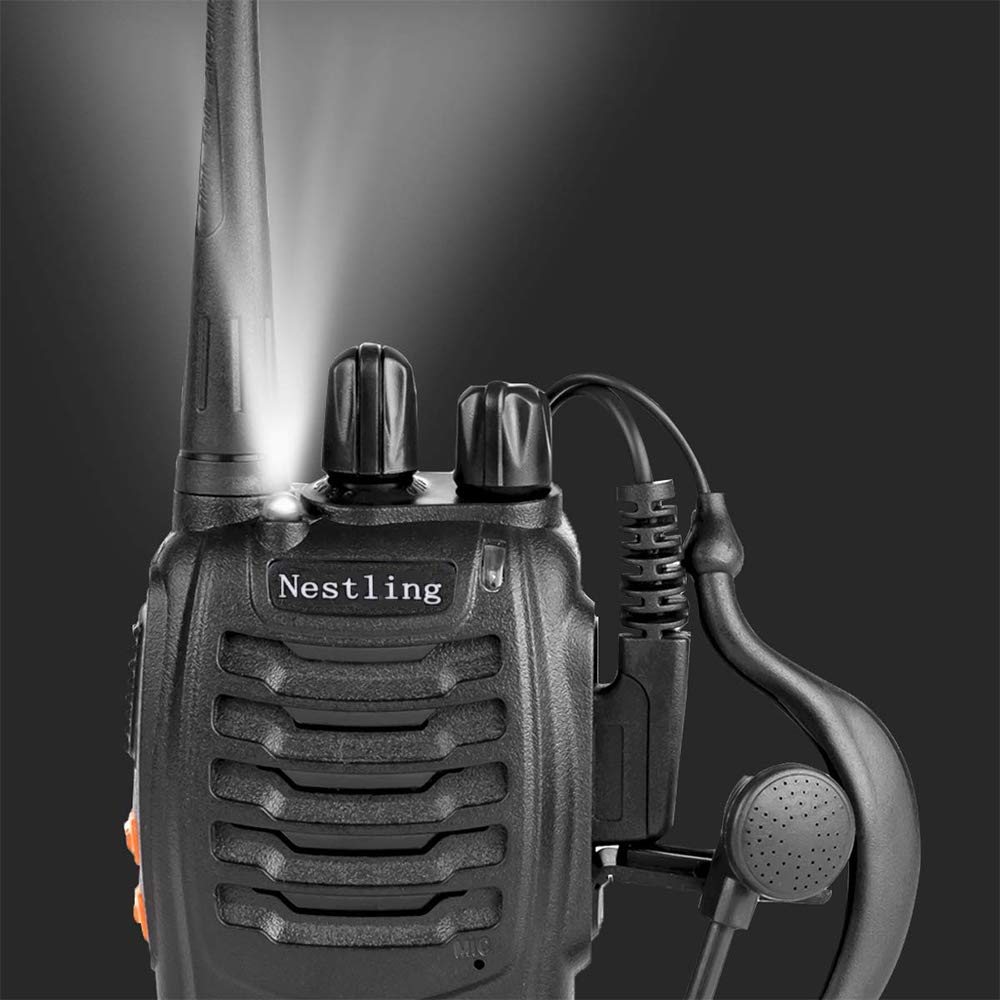 Walkie-talkie ricaricabile, 16 canali PMR446, walkie-talkie professionali CTCSS DCS con portata di 3 km, con auricolare integrato e torcia a LED, 2 paia