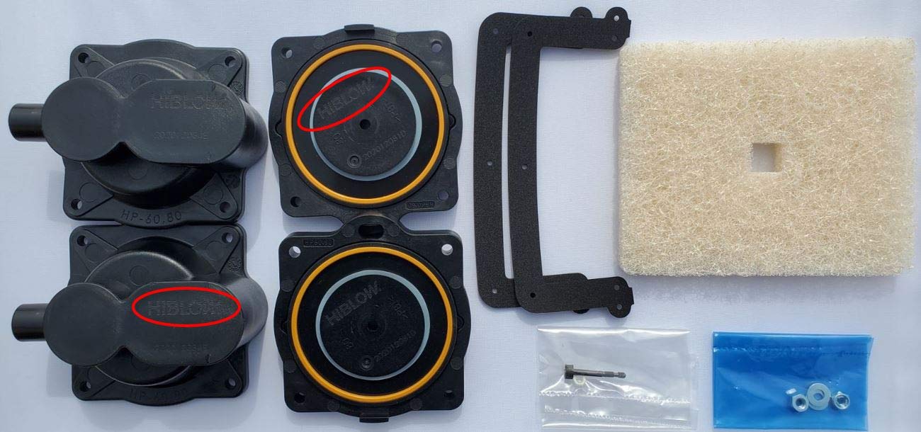 HP 80 & HP 60 Air Pump Rebuild Complete Kit – Repair Kit With Diaphragm, Air Filters, Screws, Clamps & Safety Screw – Restore Aquarium Pump Performance