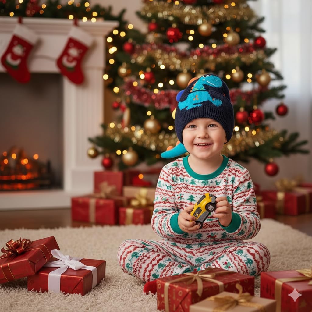 Children's Dinosaur Ear Protection Hat, Ear Beanie for Boys & Girls Unisex Dinosaur Winter Hat - Image 6