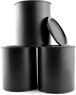 Black Plastic Paint Cans (3-Pack); Quart Size Cans for Paints & Varnishes or Crafts & Gifts