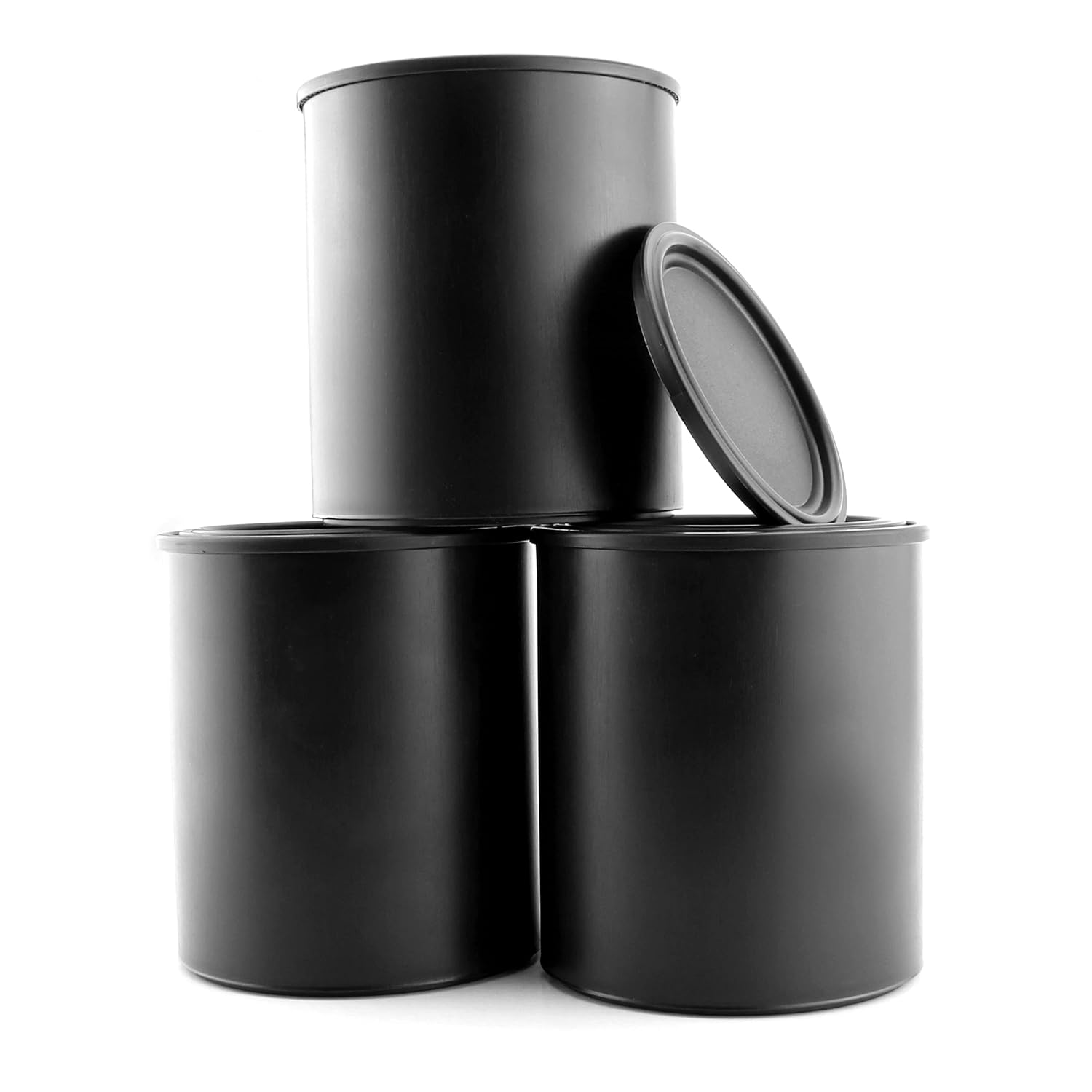Black Plastic Paint Cans (3-Pack); Quart Size Cans for Paints & Varnishes or Crafts & Gifts