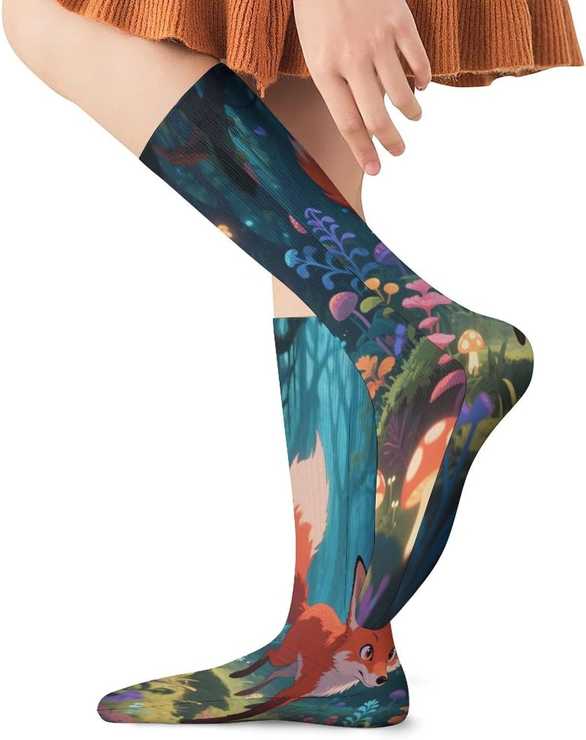 Fox Crew Socks High Stocking Thermal Socks | Tube Socks-Breathable-Moisture-Soft-wicking for Hospital Pilates Yoga for women men Grippy for office and daily walking