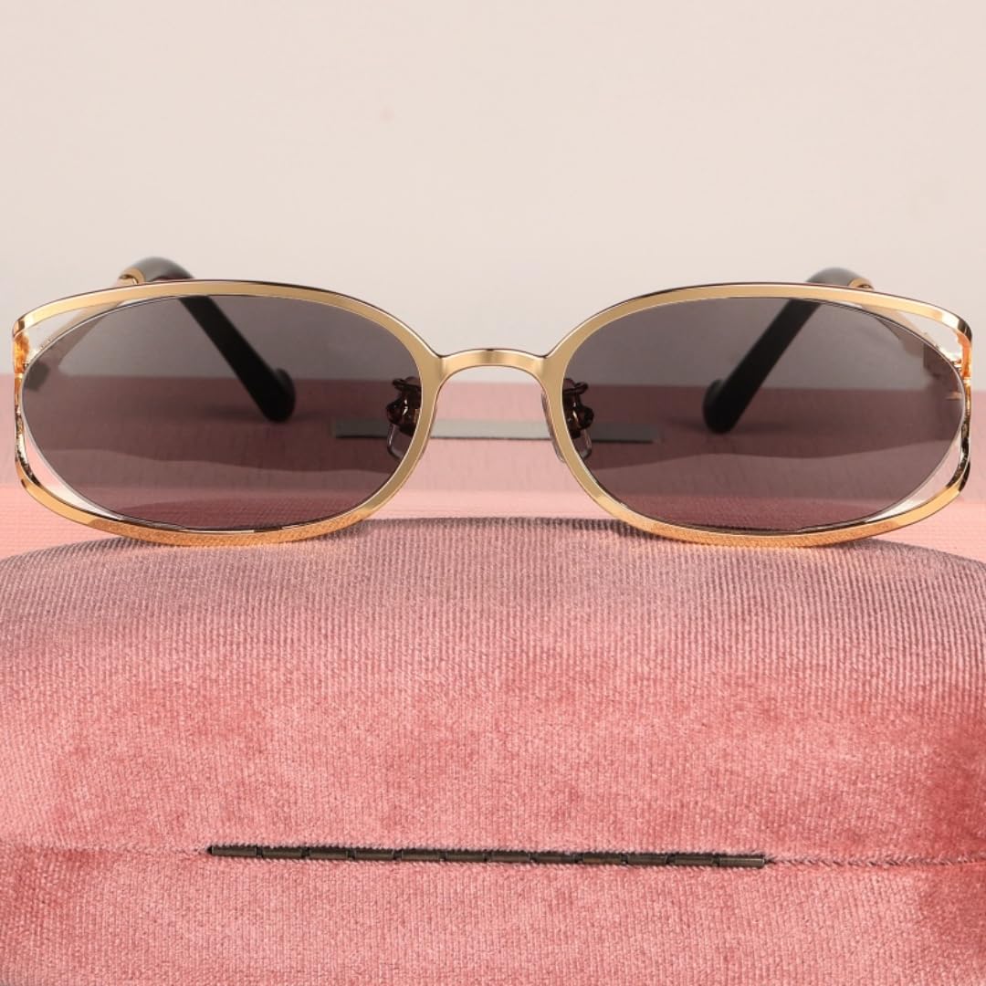 Lunettes de soleil pour femmes en alliage ovale monture métallique nuances de mode UV400