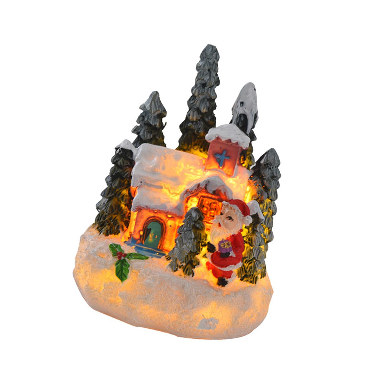 Elnwnnkc Christmas Themed Resin House Figurine Accessories Festives Table Top Embellishment Stylish Desktop Decoration for Home Christmas