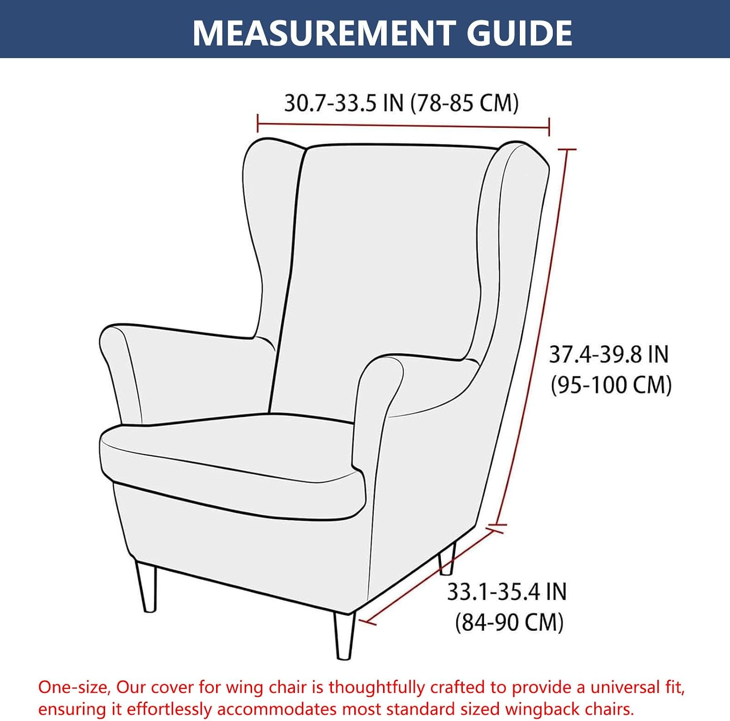 Wingback Chair Slip Cover 2 Piece Stretch Armchair Slipcovers Velvet for Living Room Bedroom (Light Gray)