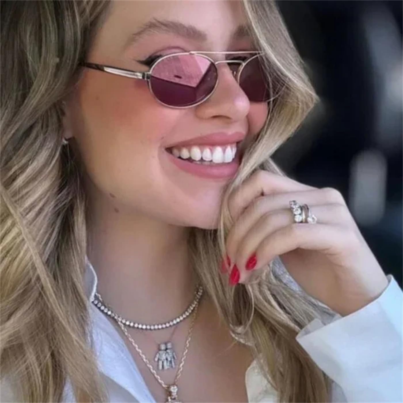 Rmerom Retro Oval 90s Metal Sunglasses for Women, 2026 Trendy Chic Narrow Gold Sun Glasses Fashion Sunnies - Image 3