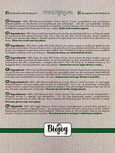 Biojoy BIO-Liście Pokrzywy (250 g), suszony i posiekane, herbata z pokrzywem, bez dodatków (Urtica dioica)