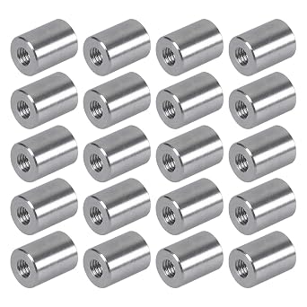 Pack of 20 - M4 Round Connector Nuts, 304 Stainless Steel Coupling Nut 10 mm/0.39 inch Length Outside Diameter 8 mm / 5/16 inch