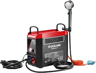 GASLAND Calentador de agua para exteriores, propano/butano (50 mbar) para exteriores, con batería recargable incorporada, ducha caliente para camping