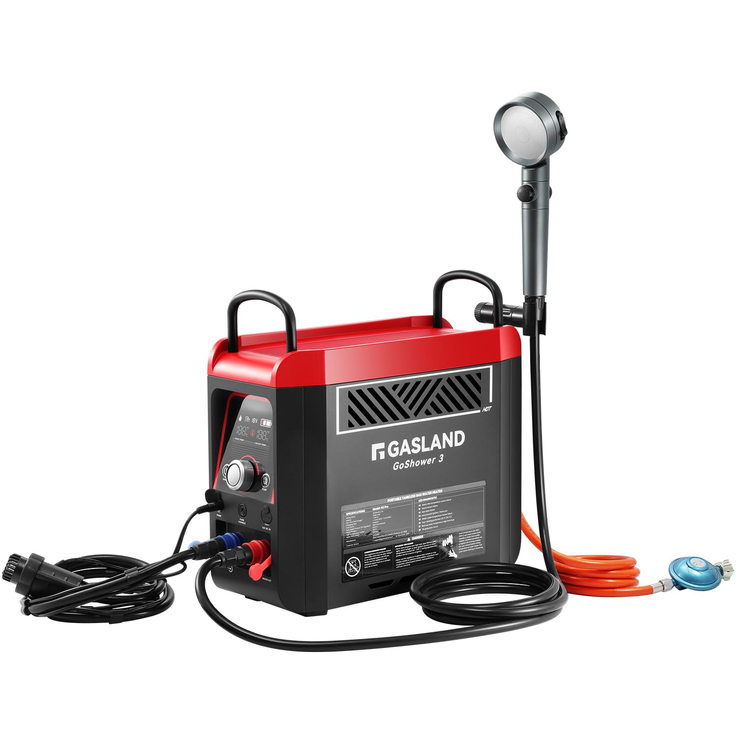 GASLAND Go Shower G3 Pro-DE Gas Durchlauferhitzer, Propan/Butan(50mbar) Wassererhitzer für den Außenbereich, mit wiederaufladbarem eingebautem Akku, heiße Dusche für Camping