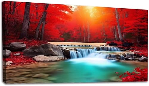 Miniatura 30 de 24"x 48" Canvas Wall Art Mountain Rustic Lake Landscape Nature Forest Scenery Vintage Boat Framed Pictures Painting Prints Large Wall Art for Living