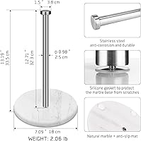 Vista 2 de Soporte para toallas de papel para encimera con base de mármol blanco ponderado de 7 pulgadas, soporte moderno de pie para rollo de papel, acabado