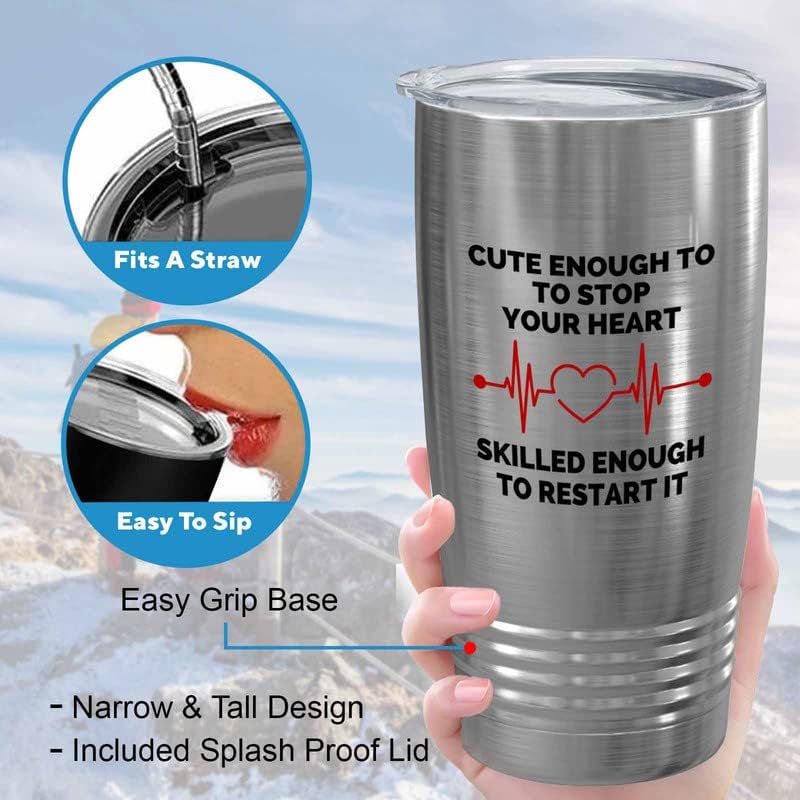 Pharmacist Silver Edition Viking Tumbler 20oz - Enough Stop Heart - Nurse Doctor Chemist Pharmacy Technician Patient Practicioner Laboratory Research Technologist