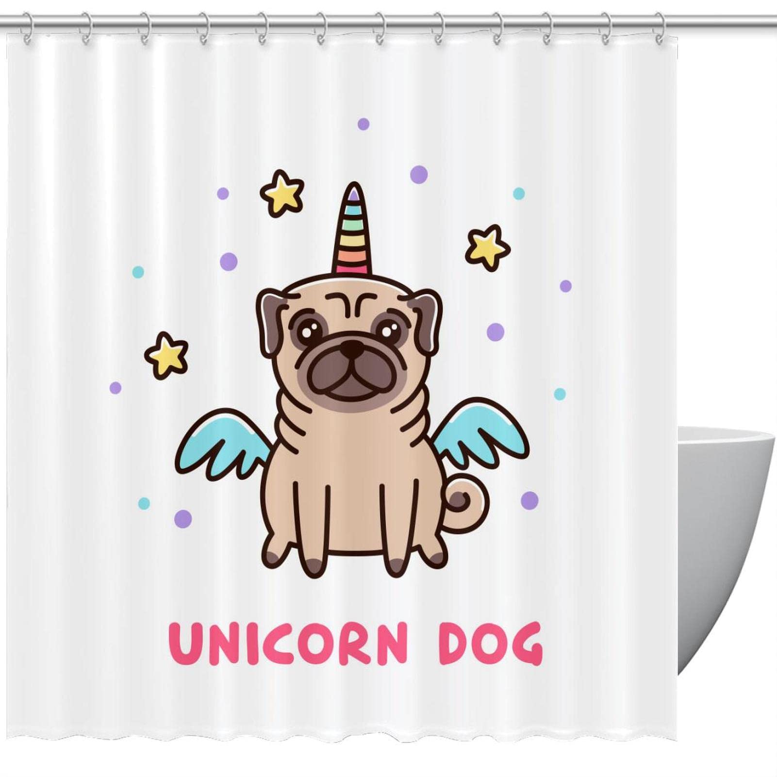 Rideau de douche Licorne Carlin 183 cm pour baignoire ludique