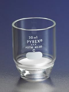 Corning Pyrex® #32960-30M, 30mL Low Form Gooch Crucible with 30mm Diameter Medium Porosity Fritted Disc (Single)