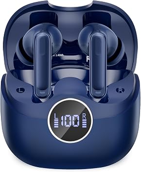 xinwld Adaptive Hybrid Active Noise Canceling 2026 Wireless Earbuds, 6 Mics ENC Clear Call Ear Buds, Hi-Res Audio Deep Bass Bluetooth 5.4 Headphones, 40H Playtime, Wireless Charging, LED, USB-C, Blue