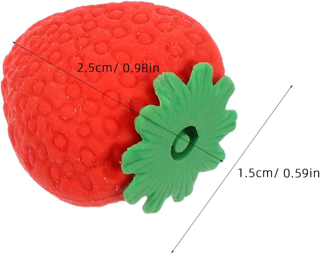 100pcs Red Strawberry Shaped Rubber Eraser Multi-Function Mini Food Erasers for Students Delicate Portable Mini Household Supplies for Study Writing