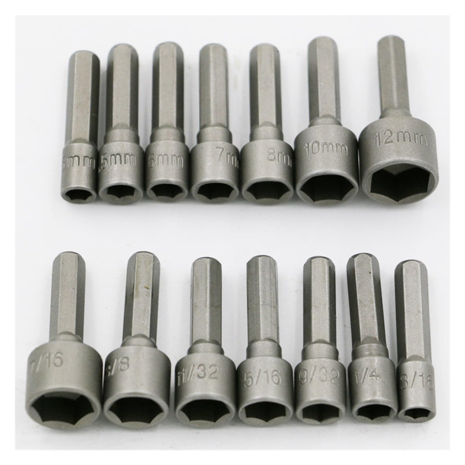 Set di 14 adattatori per punte da trapano esagonali, punte da trapano, set di chiavi a bussola per cacciavite elettrico, strumenti a bussola (BS04-9 pezzi)