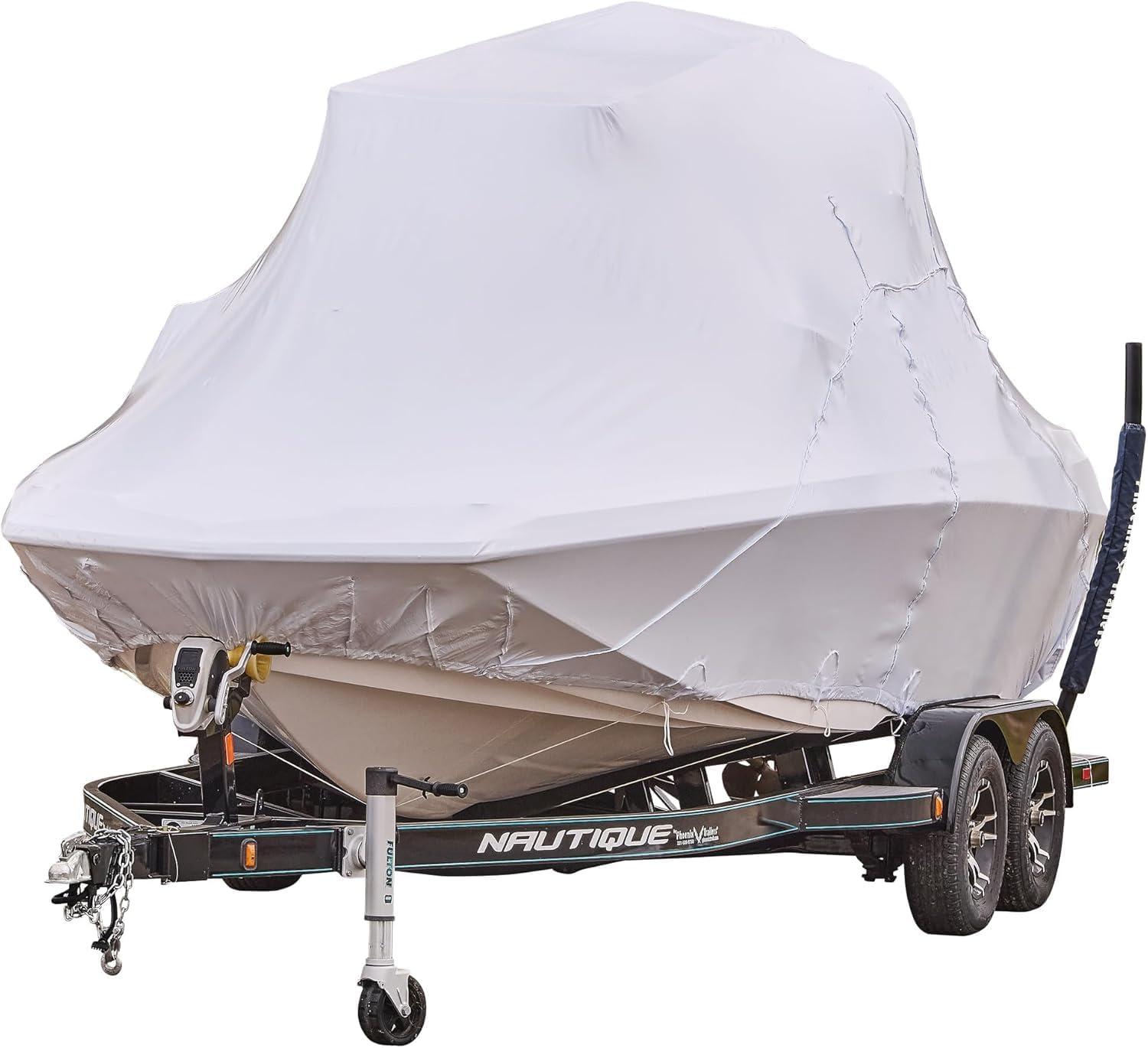 Transhield 23' - 25' V Bow Wake Tower Boat Cover | Covers 100% of The Boat Above The Rub Rail | UV Resistant Marine Heavy Duty Waterproof | Fits V-Hull Ski Boats (Fits V Bow 23', 24' & 25')