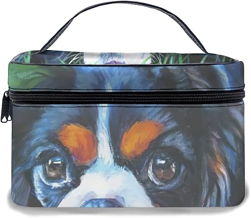 Double-Layered Cosmetic Bag,Cavalier King Charles Spaniel Tricolor Dog L A Shepard Puppy Canine Pup,Multifunctional Storage Makeup Bags disponible en Yaxa Colombia