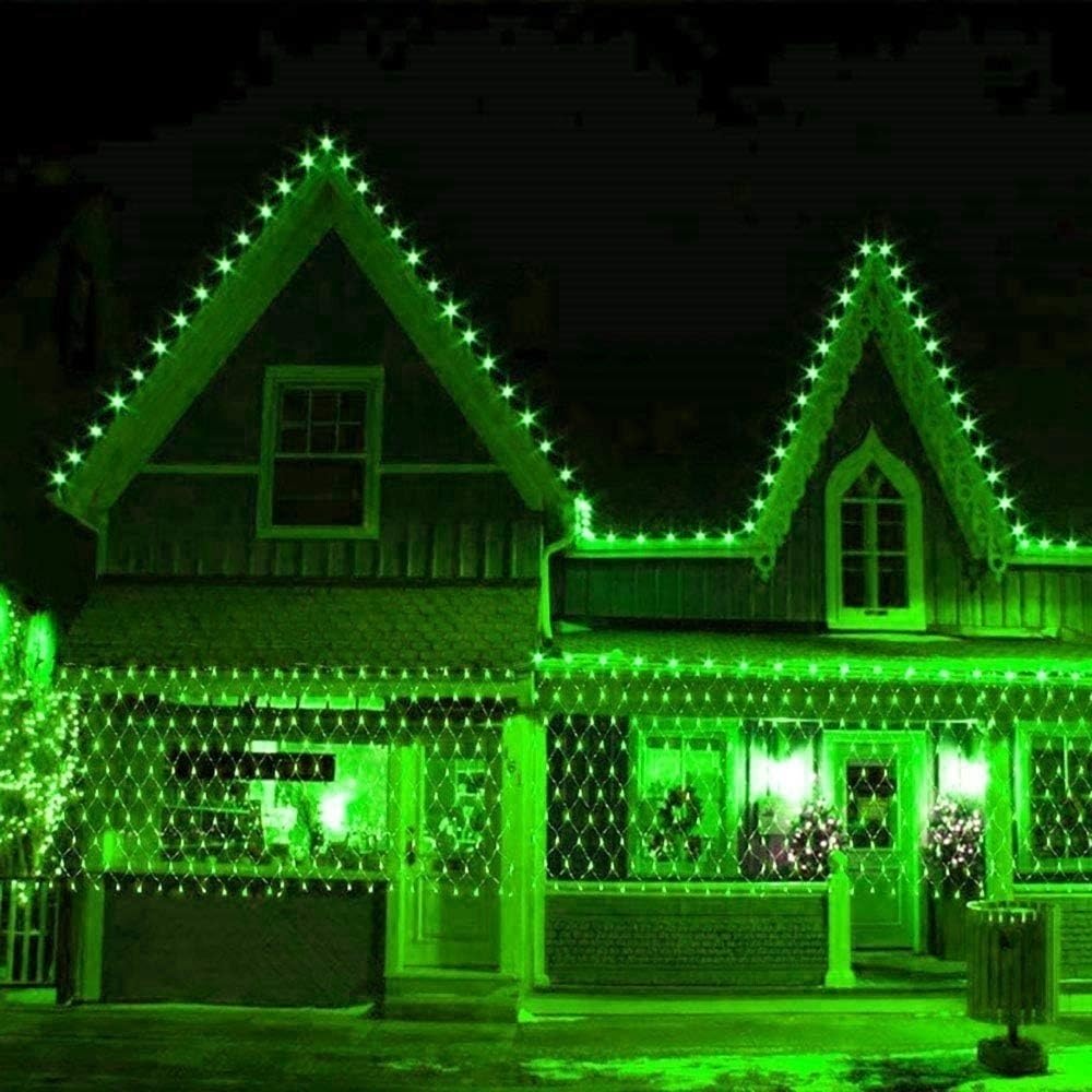 Siatka Świetlna LED Do Ogrodu, Wodoodporna Wróżka Z 8 Trybami, Sznurek Łączenia Na Halloween, Boże Narodzenie, Choinkę, Ślub(Green,10m x 8m 2000led)