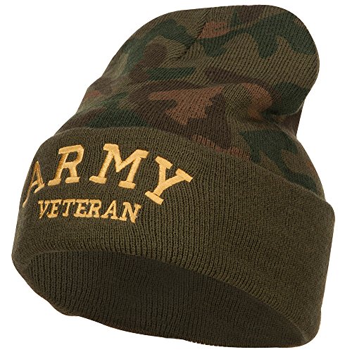 e4Hats.com Army Veteran Letters Embroidered Camo Beanie - Green OSFM