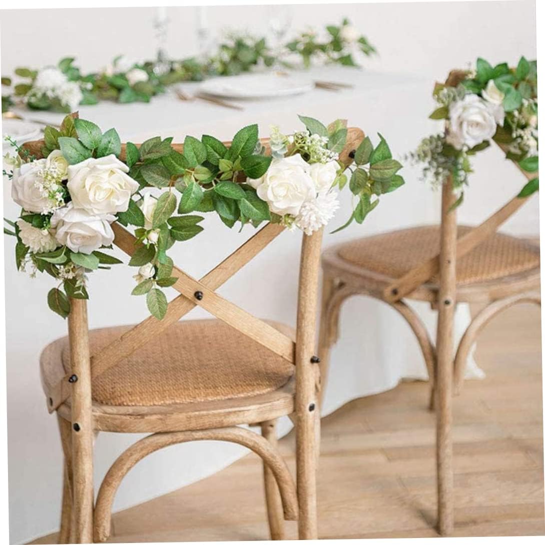 Greenery and Ivory Wedding Chair Decorations for Bride and Groom - Bridal Shower, Swags for Wedding Arch Flowers Decorations, for Reception 2Pcs White ...