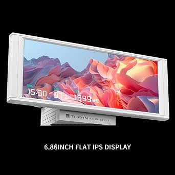 TR-Trofeo Vision 360 ARGB White CPU AIO Cooler,360mm Radiator, IPS LCD Screen with 1280x480 Resolution,for AM4/AM5,Intel LGA1851/1700,6.86in LCD Long Screen High Performance Radiator,White