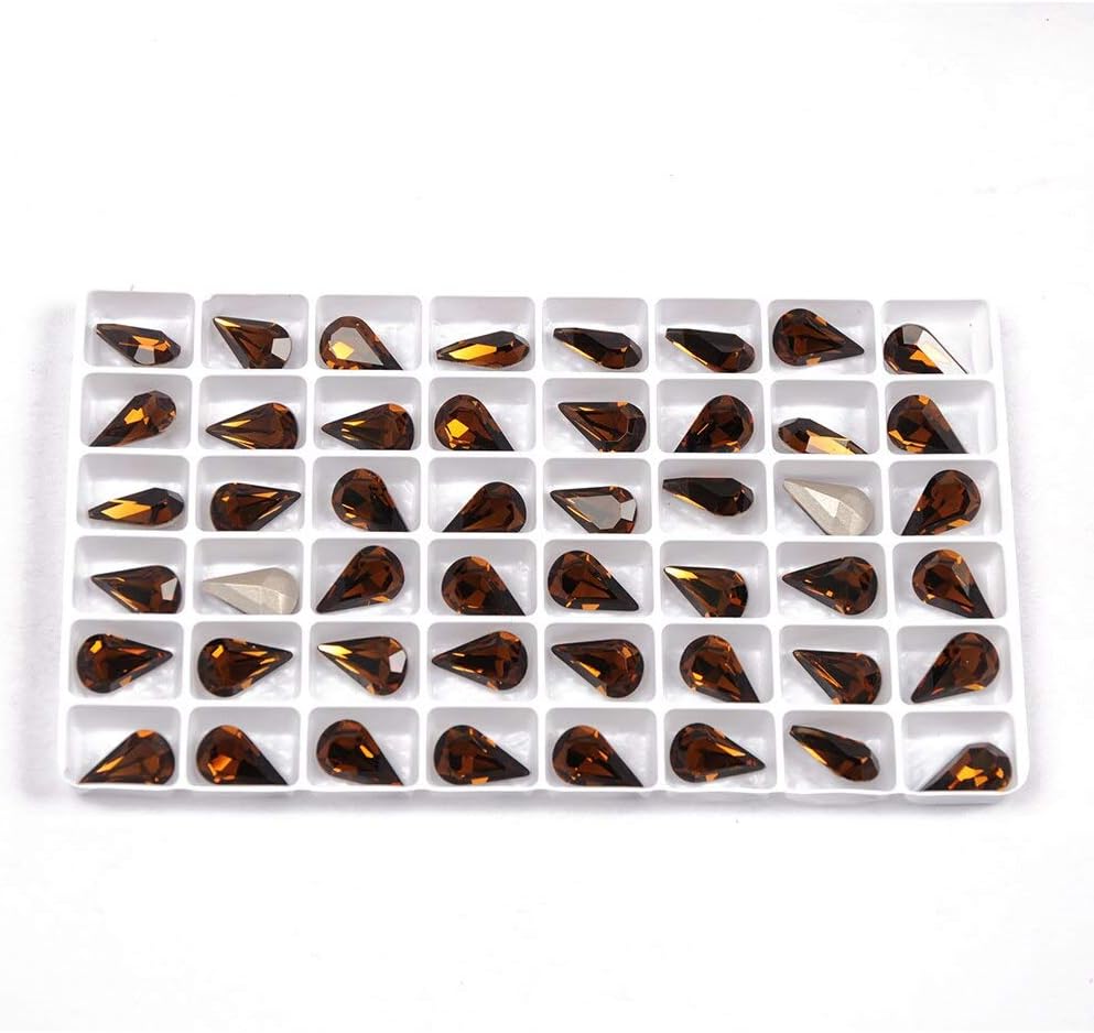 High Pear Shaped Smoked Topaz Rhinestones Crystal Glass Glitter Manicure Beads for 3D Nail Art Decorations