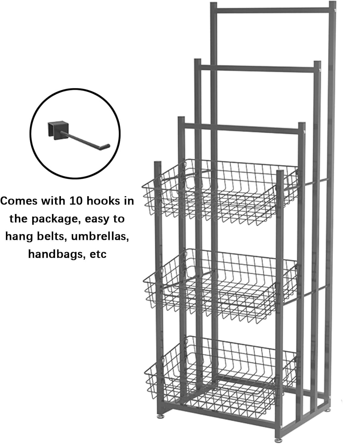 Standing Shelf Units,Home Theatre Convenience Store Retail Display Racks,Candy Food Service Storage Hanger,Belt Rain Gear Magazine Fruits Vegetabl(White 50x39x143CM)