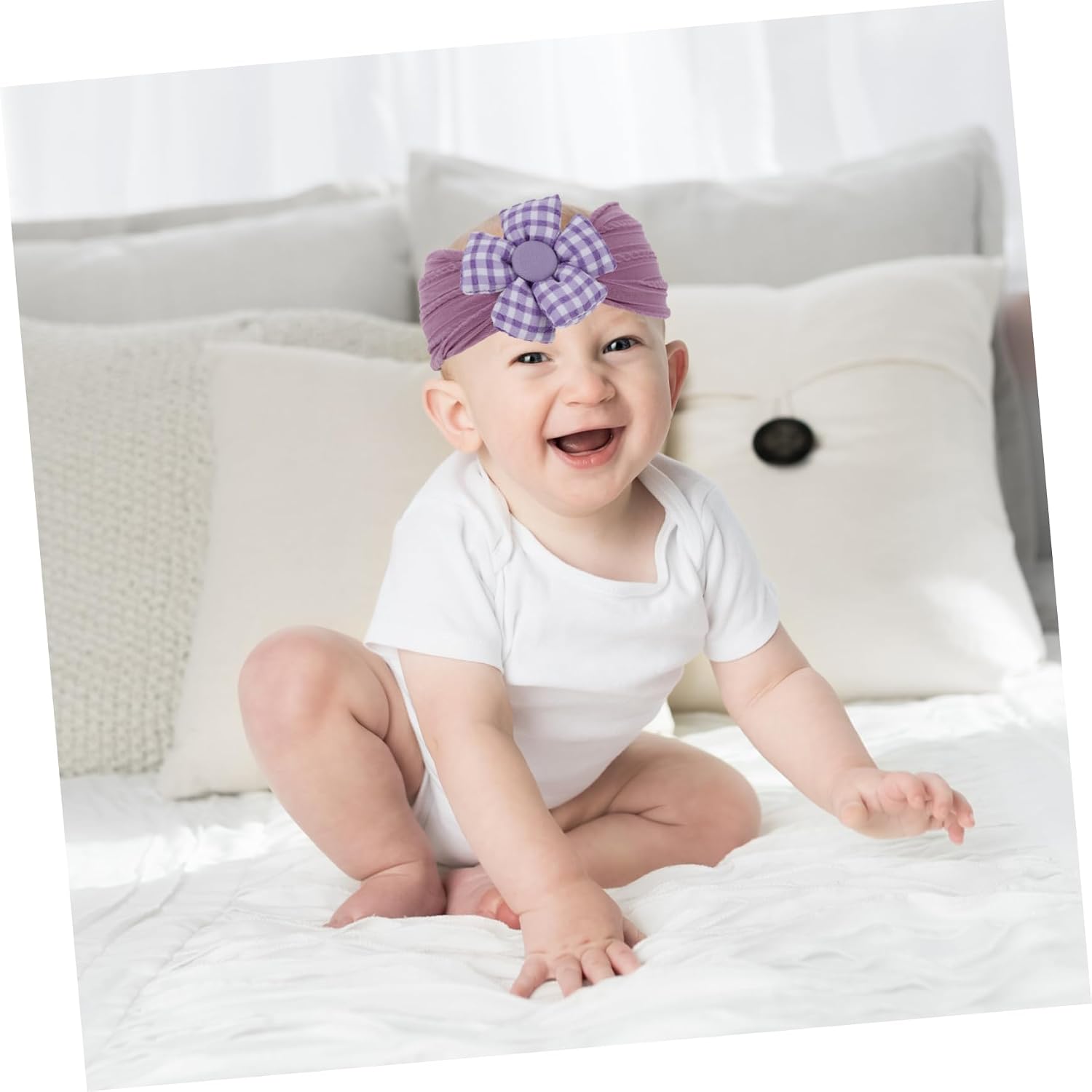 Vaguelly Cotton Flower Headbands 6 Pack for Baby Girls, Newborn Xmas