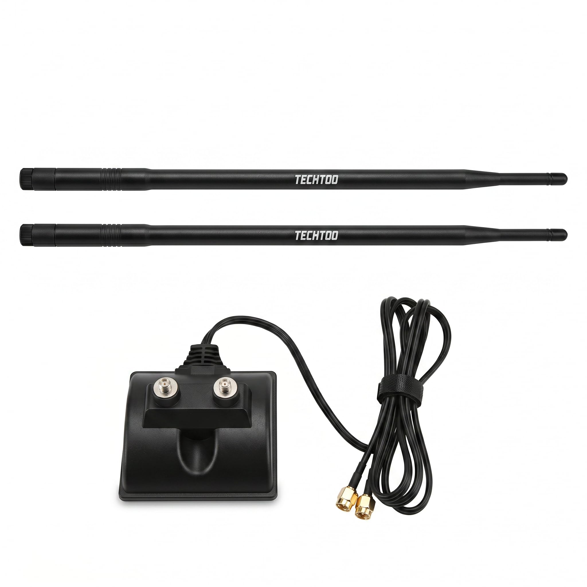 TECHTOO Antenne WiFi 9 dBi 2,4 GHz Connecteur RP-SMA avec base magnétique et câble d'extension de 1,2 m pour PC de bureau, ordinateur de bureau, carte réseau sans fil, carte réseau sans fil, carte