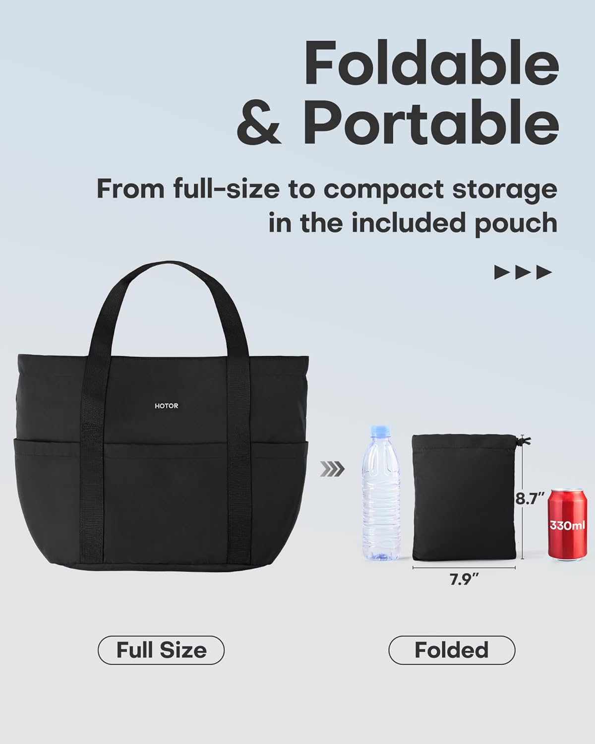 HOTOR Tote Bag for Women - Foldable Lightweight Tote Bags with Zipper, Large Shoulder Bag Top Handle Handbag for Travel, Work - Image 4