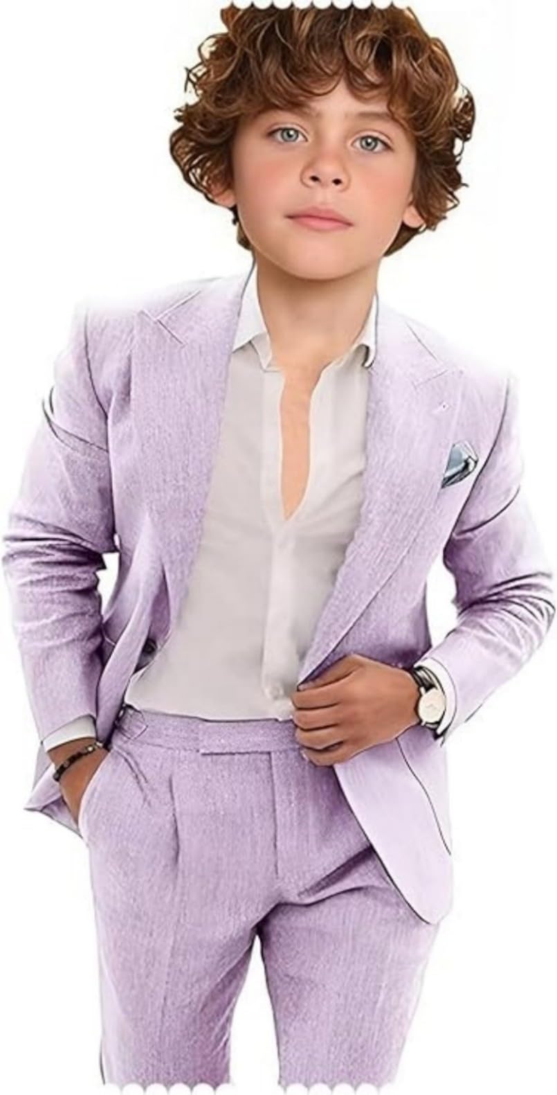 Conjunto de 2 piezas para niños, chaqueta y pantalones, traje de lino para boda, playa, verano, traje de portador de anillos para niños