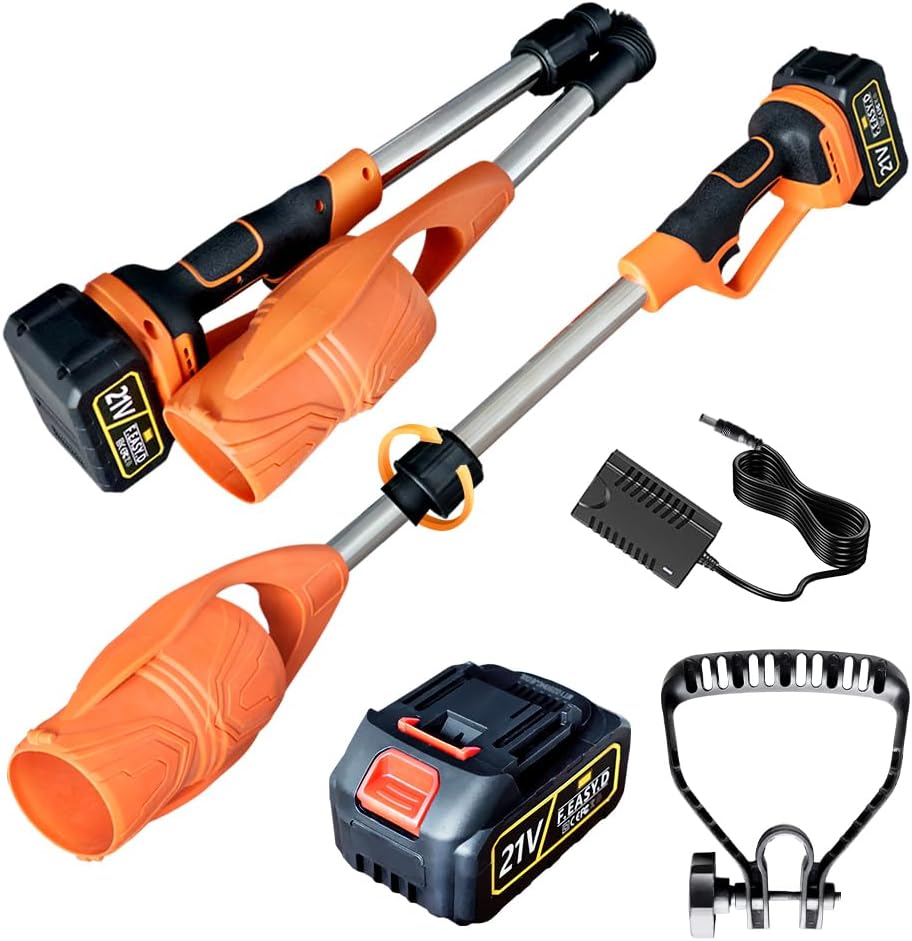 Handheld Mini Cordless Leaf Blower, 21V Electric Leaf Blowers for Lawn Care, Patio, Car Dryer, Blowing Leaves and Dust,Battery Powered 650 CFM 200 MPH,Extension Pole,Orange