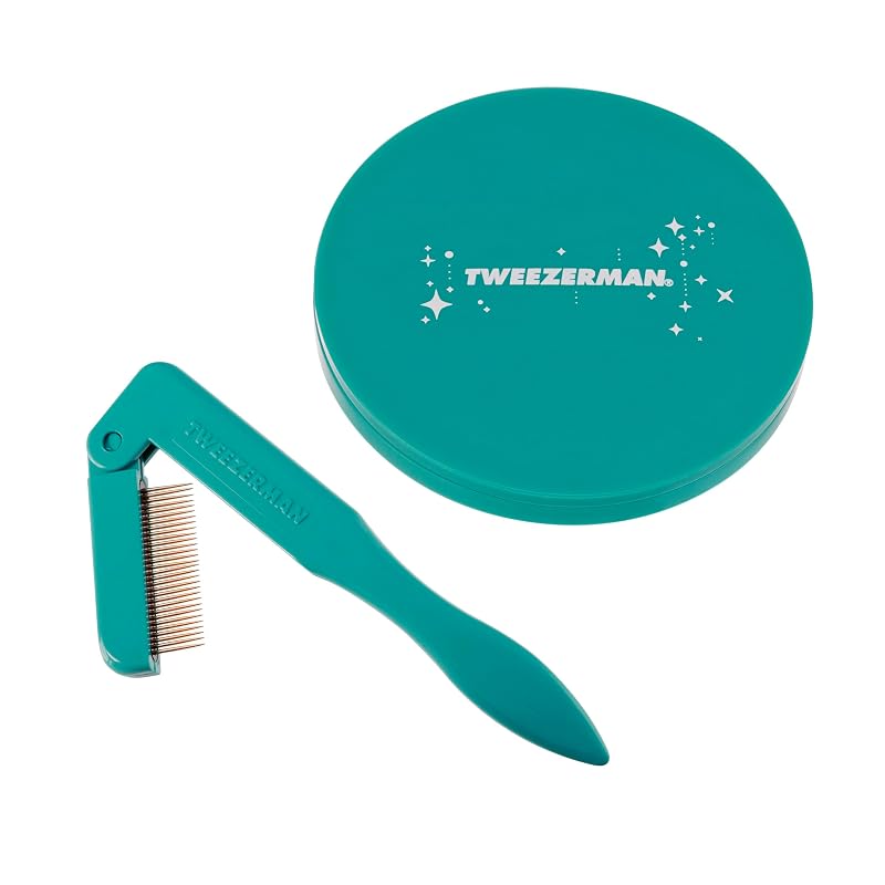 Conjunto de pente para cílios iLashcomb e espelho Tweezerman Majestic Turquoise, 2 peças