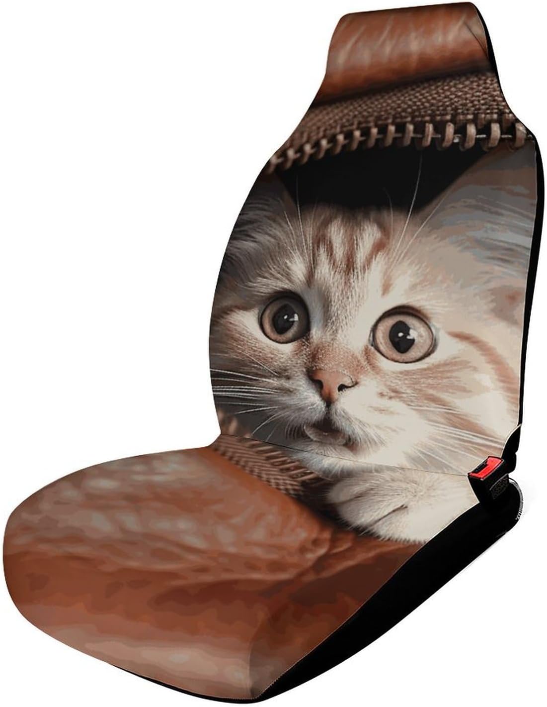 Breathable Car Seat Cover Cat Peeks Out Car Front Seat Protector with Elastic Band Edge Auto Seats Cushions Cars Interior Accessories Fit SUV Sedan Van Truck 2PCS