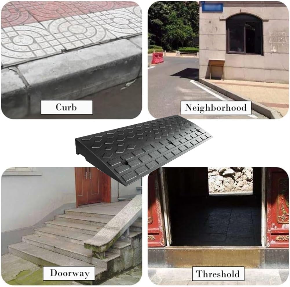 LXXW ゴム製縁石スロープ ゴム製の縁石スロープ、敷居および舗装スロープパッド、荷積み場アクセススロープ(100x25x9cm)