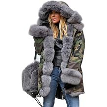Womens Faux Fur Lined Coat Hooded Warm Winter Outwear Thicken Jackets Parka Long Cardigan
