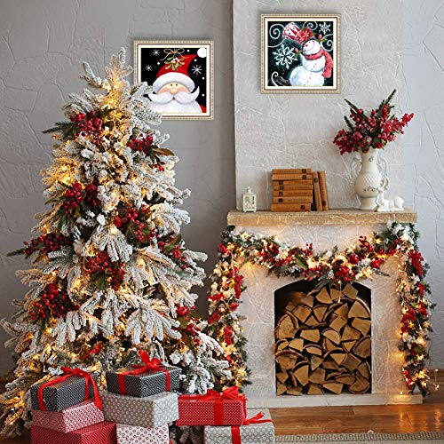 4 Packs 5D Diamond Painting Kits for Adults, 12 x 12 Inch Christmas Diamond Painting Wall Hanging Full Drill Diamond Art Kits Crafts Gift for Christmas Snowman Wall Decor(White)