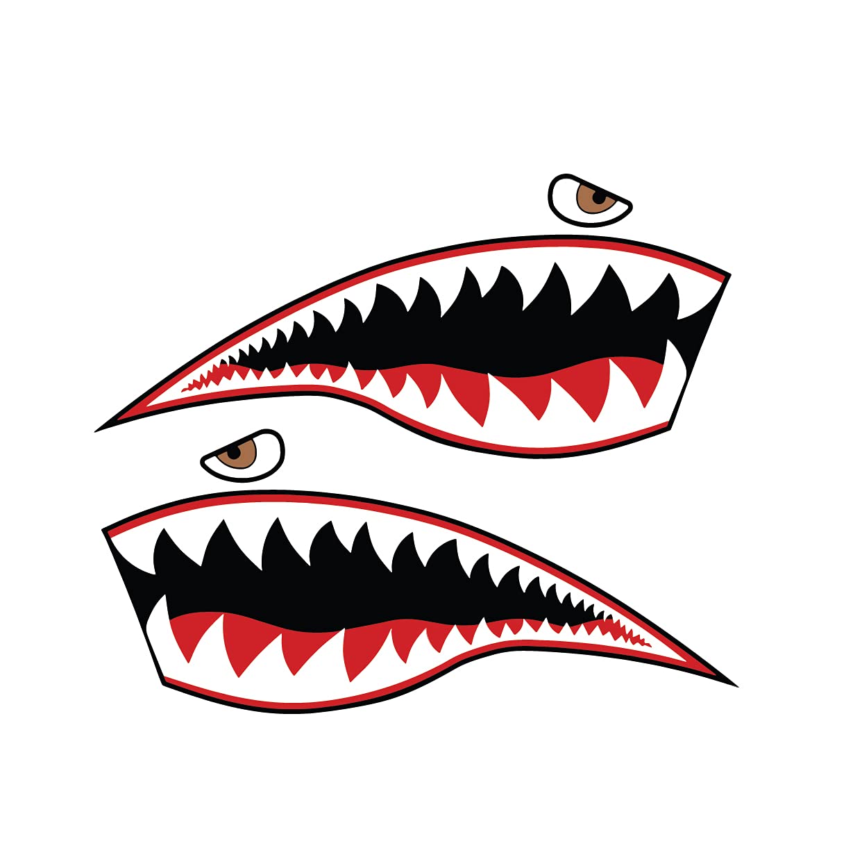 ISEE 360® Shark Teeth and Eyes Autographics Printed Car Stickers for Car Rear Mirror 3D Exterior Sticker for Car Sides Hoods Bumper Rear Multicolored L X H 10 X 4.5 Cms Pack of 2