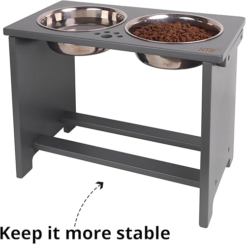 Miniatura 4 de HTB Cuencos elevados para perros, soporte elevado para perros con 2 cuencos de acero inoxidable, cuencos elevados para perros grandes, medianos y