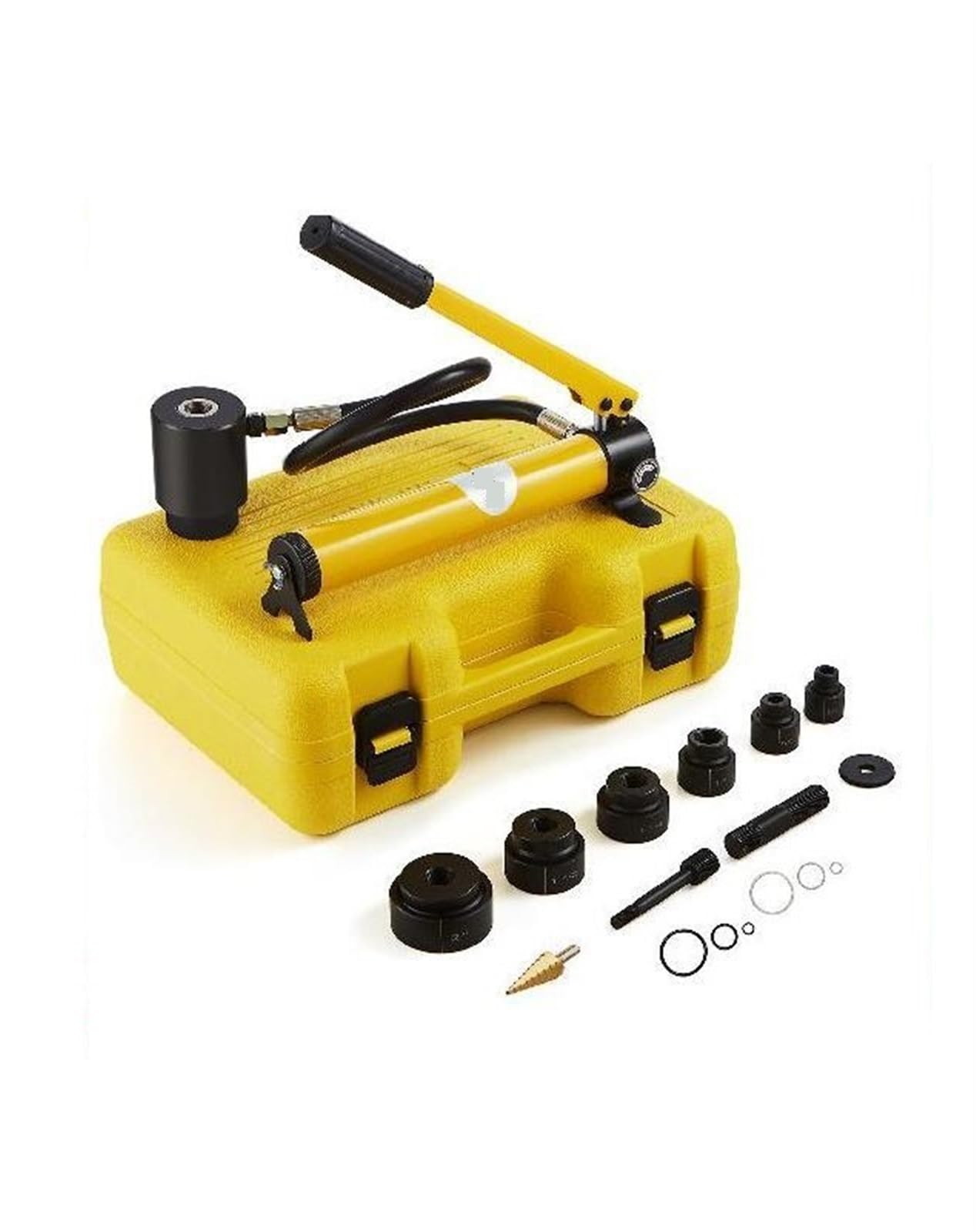 Kit de perforateur hydraulique 10 tonnes 1/2"-2" avec 6 Matrices Outil de réparation d'ouvre-Trous de tôle d'acier au Carbone Pelle Manuelle