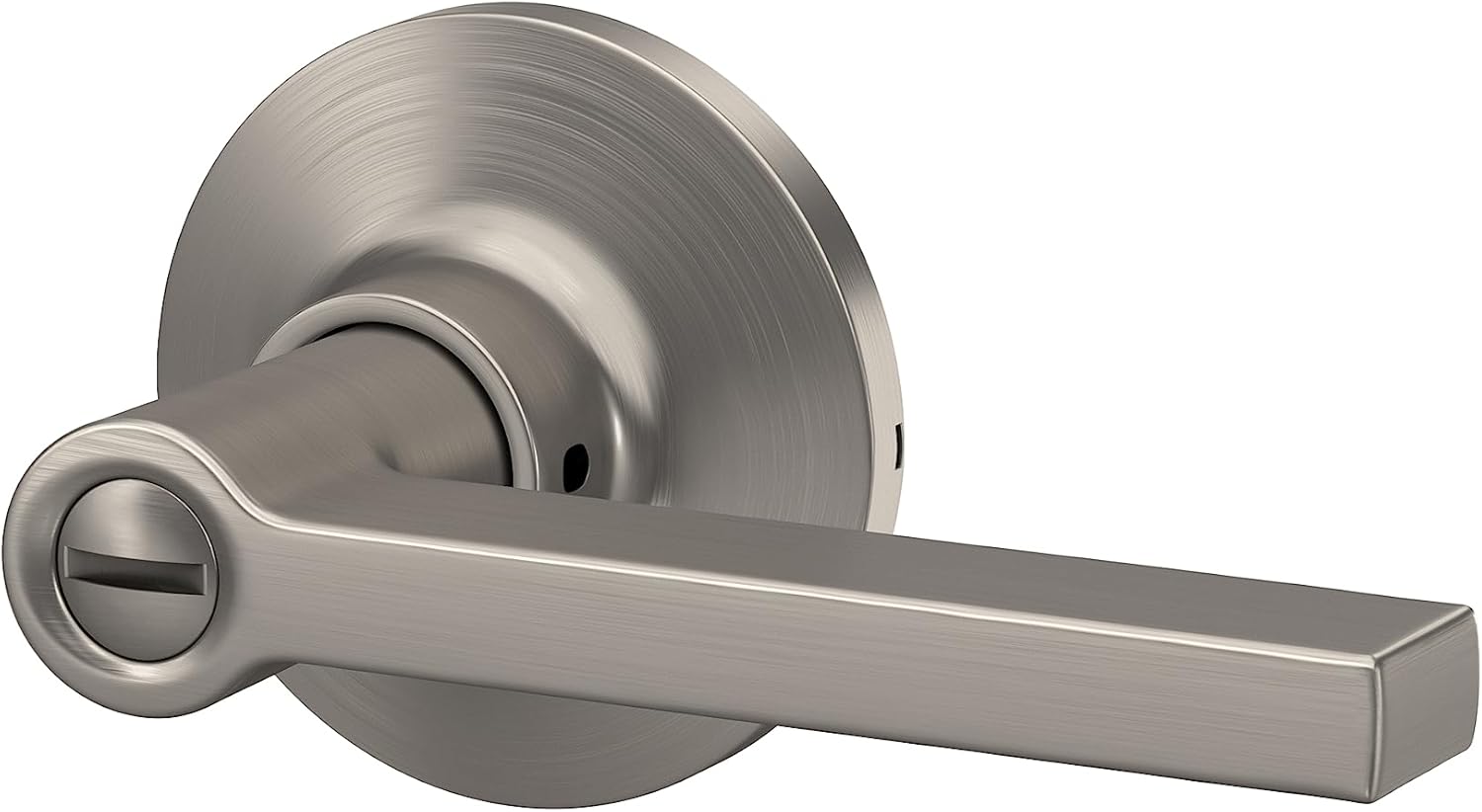 Lock Scout Straight Lever with Round Trim Bedroom and Bathroom Door Handle, Satin Nickel Finish, 12 Pack