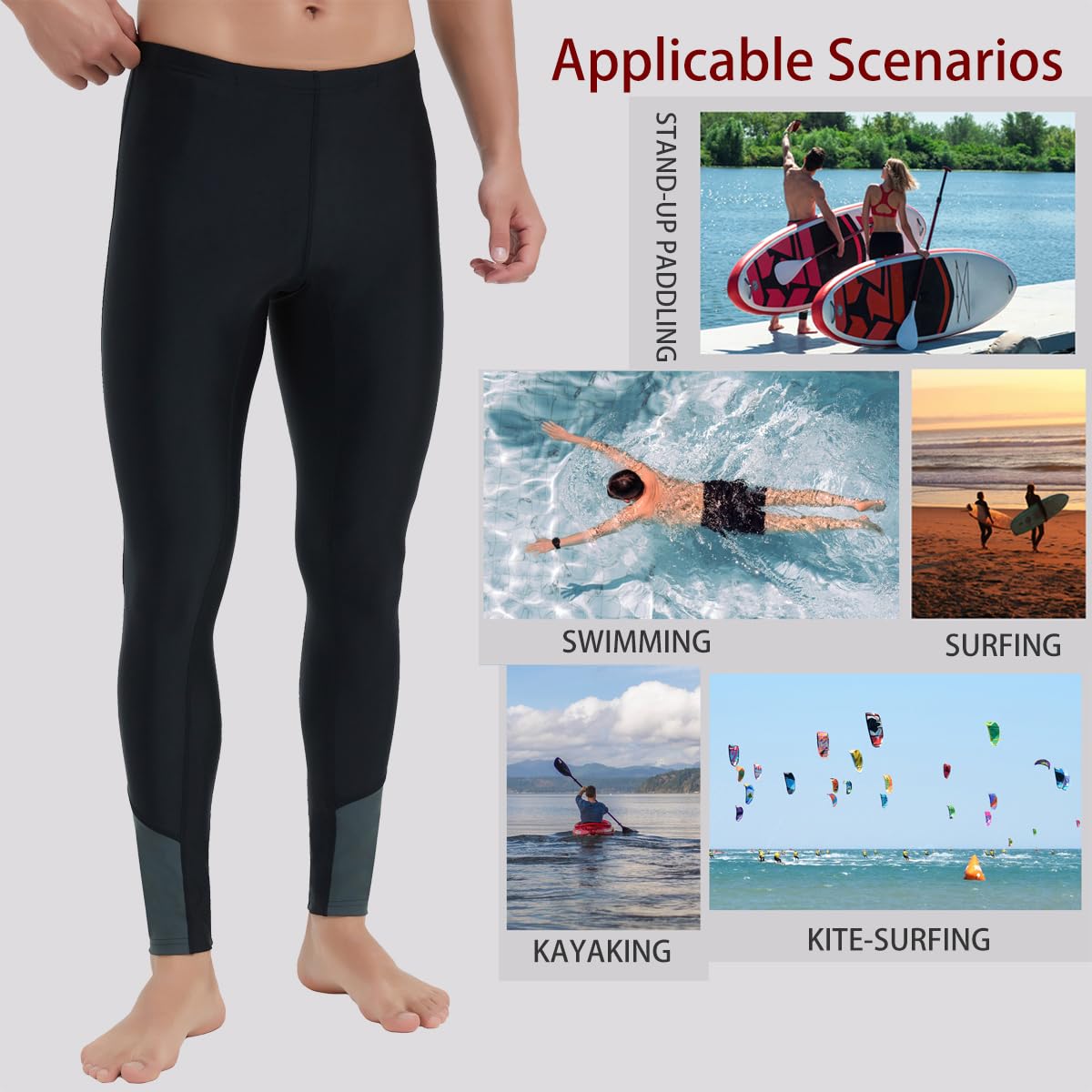Ubestyle Leggings de natación con protección solar UPF 50+ para hombre, pantalones de natación, pantalones de playa, protección solar