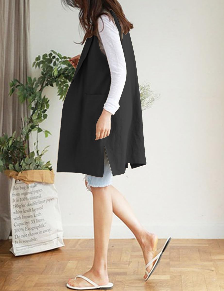 IDEALSANXUN Womens Long Linen Vest Tops Casual Spring Summer Lightweight Jackets