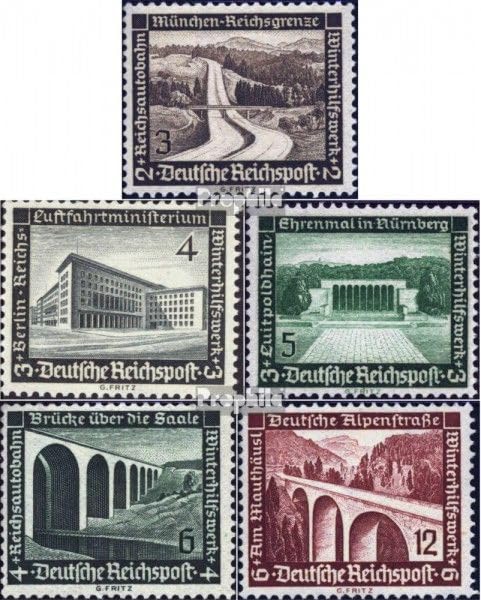 Tedesco Empire Prophila Collection Tedesco Empire 634-637,639 Usato 1936 Inverno Relief: Moderna Edifici (Francobolli per i Collezionisti)