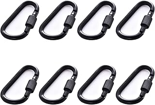 Aluminum Locking Carabiner Clips Keychain Buckle, 8 PCS D Shape 3in Carabiner Clips Snap Hook Carabiner Key Ring for Camping Hiking Fishing (Black)