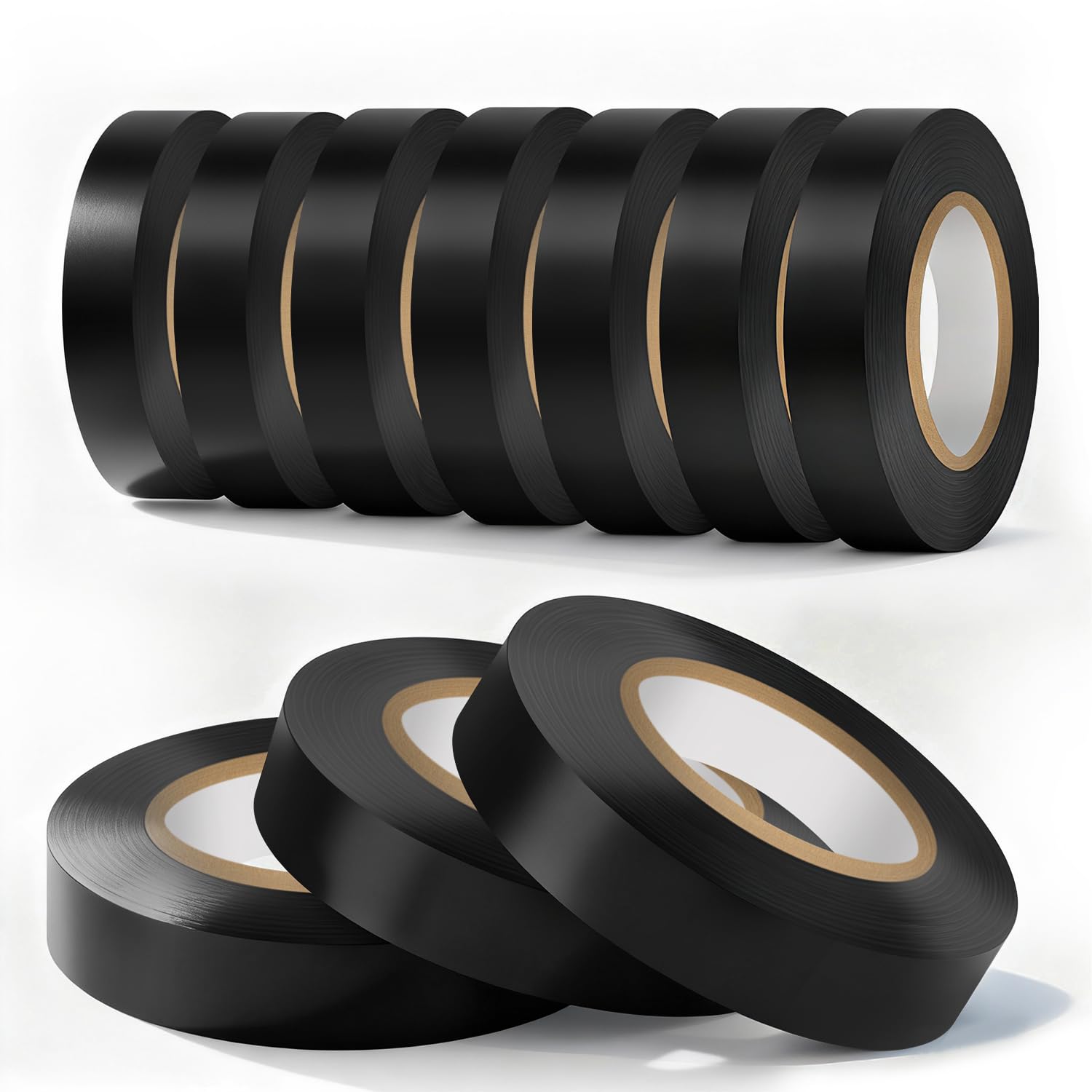 Eliamo 10 Pack Black Electrical Tape, 0.75 inch Wide x 66FT Long, Waterproof, Flame Retardant, High Temp Insulating Tape for Home, Industrial & DIY Repairs