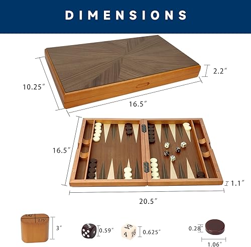 Miniatura 4 de GSE - Juego de mesa de backgammon plegable de madera de alta calidad, juegos de mesa clásicos tradicionales para niños y adultos (enfoque, 17